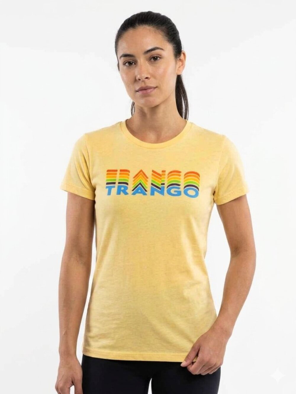 Trango Rainbow Graphic Tee Yellow Retro Outdoor T-Shirt Women’s S